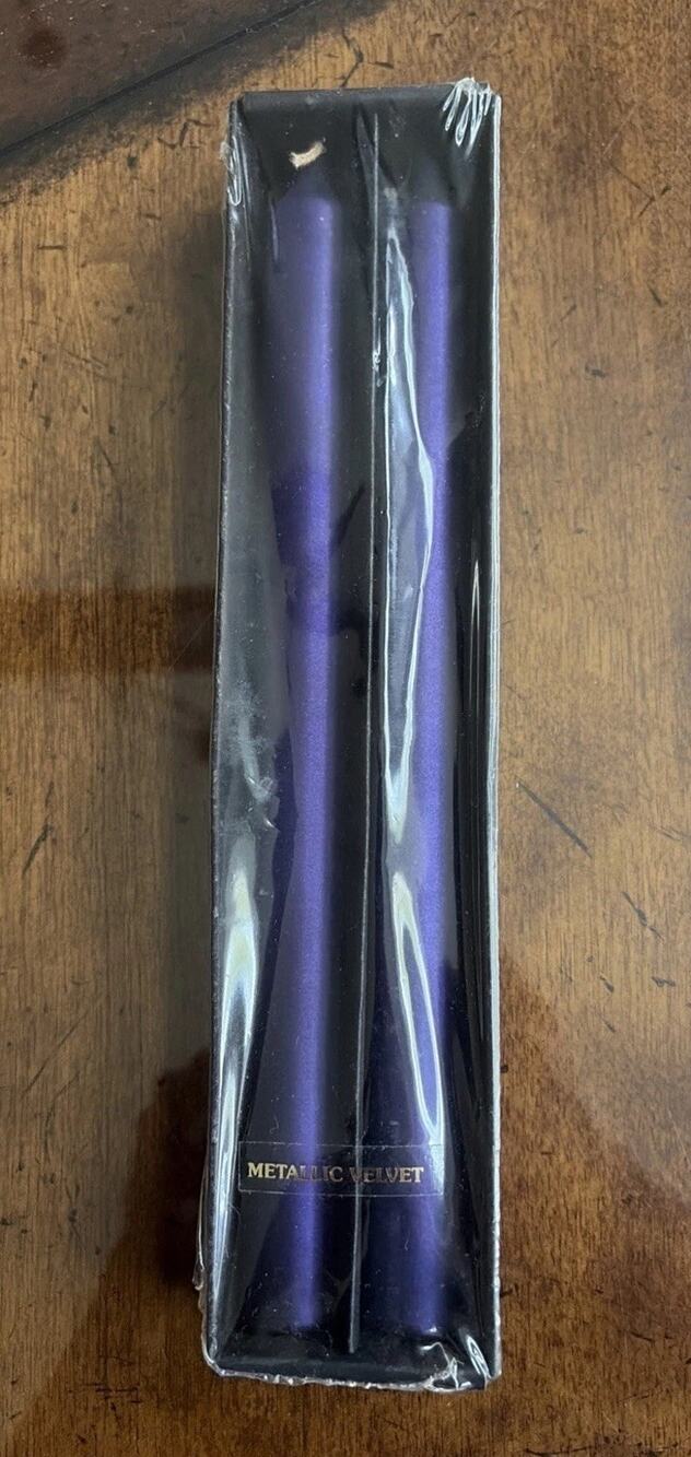 Unscented Taper Candles 10in Purple Metallic 10"